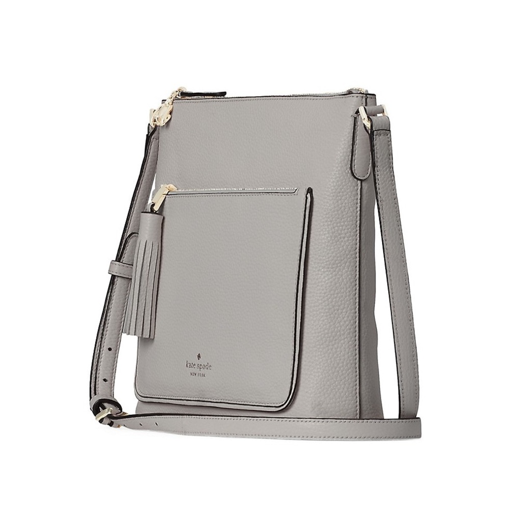 Kate Spade ♠️ New York On Purpose Leather Zip Crossbody Bag Taupe Color - Picture 2 of 14